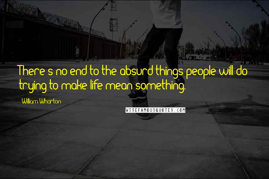 William Wharton Quotes: There's no end to the absurd things people will do trying to make life mean something.