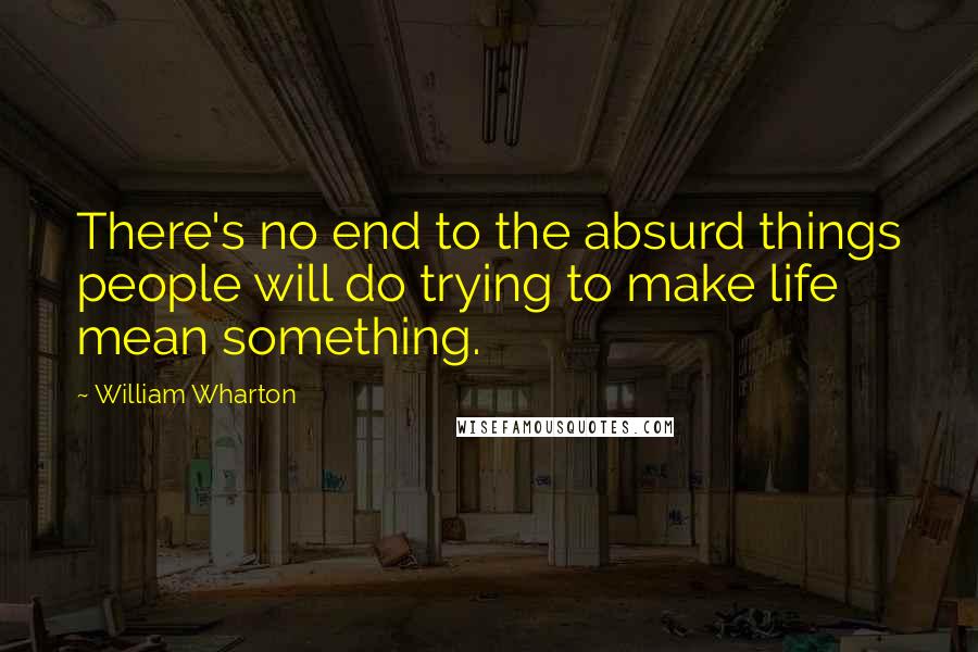 William Wharton Quotes: There's no end to the absurd things people will do trying to make life mean something.