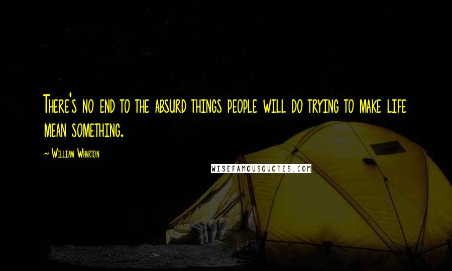 William Wharton Quotes: There's no end to the absurd things people will do trying to make life mean something.