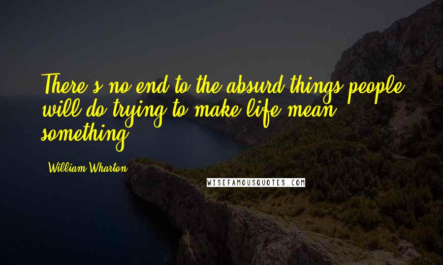 William Wharton Quotes: There's no end to the absurd things people will do trying to make life mean something.