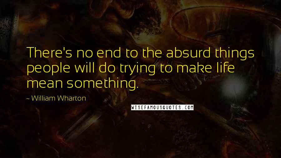 William Wharton Quotes: There's no end to the absurd things people will do trying to make life mean something.