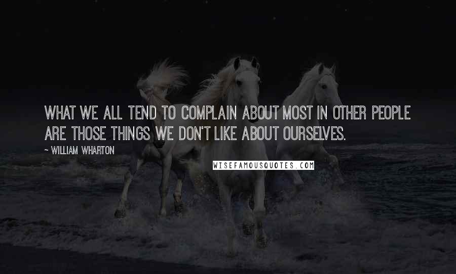 William Wharton Quotes: What we all tend to complain about most in other people are those things we don't like about ourselves.