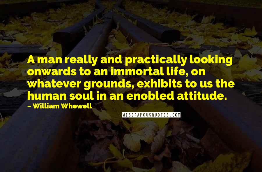 William Whewell Quotes: A man really and practically looking onwards to an immortal life, on whatever grounds, exhibits to us the human soul in an enobled attitude.