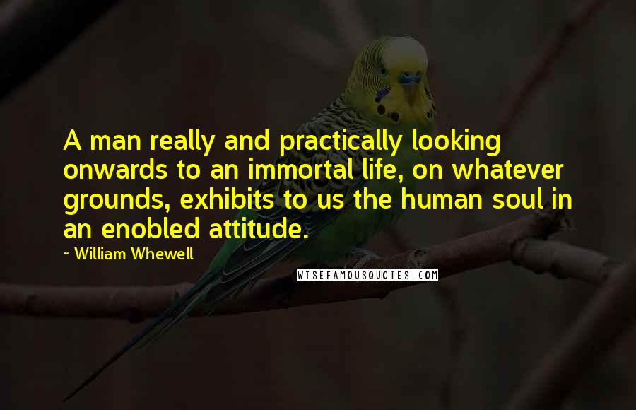 William Whewell Quotes: A man really and practically looking onwards to an immortal life, on whatever grounds, exhibits to us the human soul in an enobled attitude.