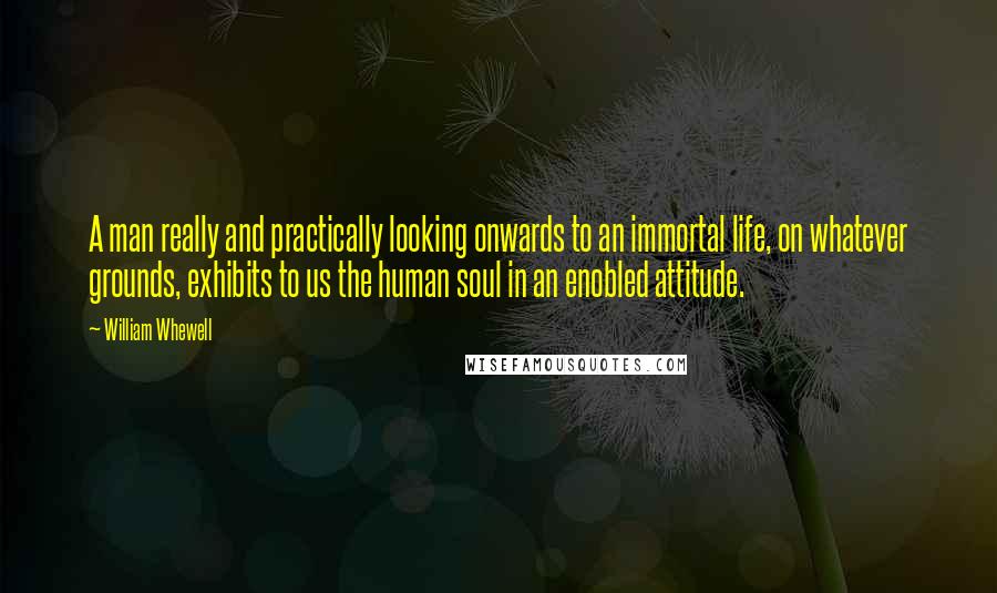 William Whewell Quotes: A man really and practically looking onwards to an immortal life, on whatever grounds, exhibits to us the human soul in an enobled attitude.