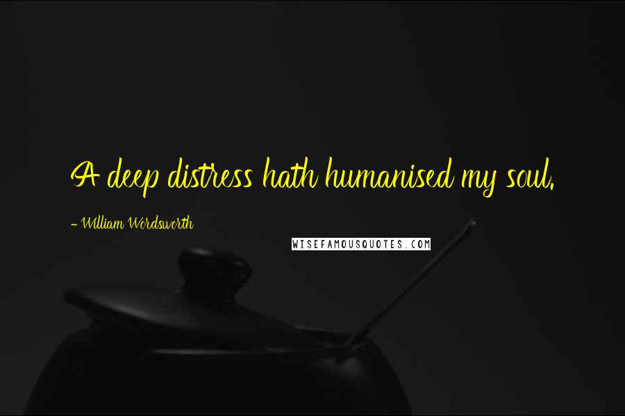 William Wordsworth Quotes: A deep distress hath humanised my soul.