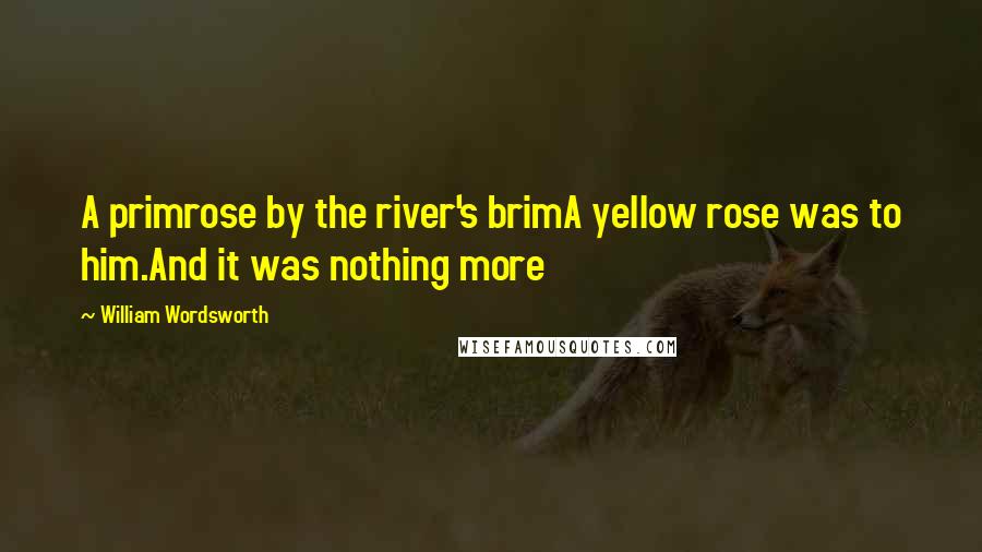 William Wordsworth Quotes: A primrose by the river's brimA yellow rose was to him.And it was nothing more