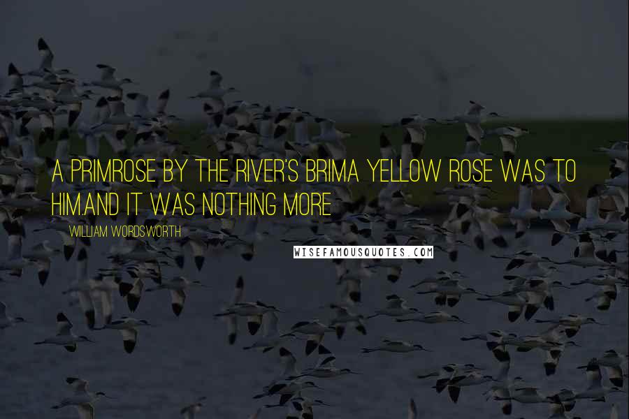 William Wordsworth Quotes: A primrose by the river's brimA yellow rose was to him.And it was nothing more