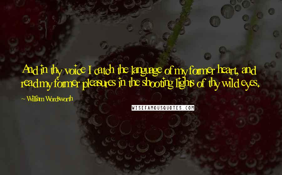 William Wordsworth Quotes: And in thy voice I catch the language of my former heart, and read my former pleasures in the shooting lights of thy wild eyes.