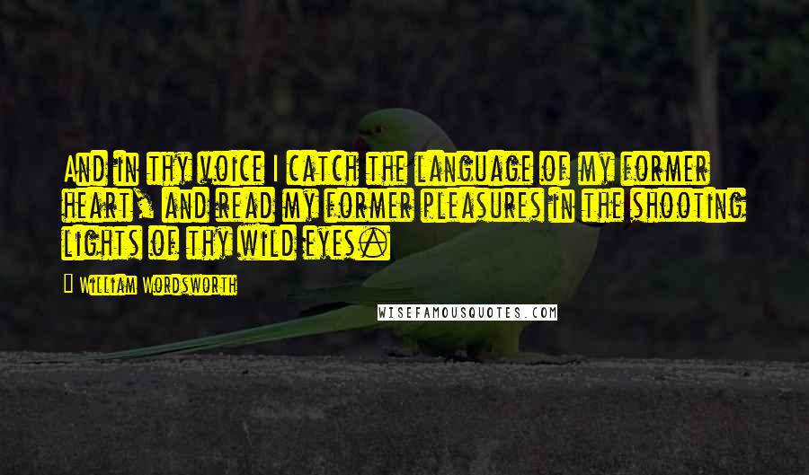 William Wordsworth Quotes: And in thy voice I catch the language of my former heart, and read my former pleasures in the shooting lights of thy wild eyes.