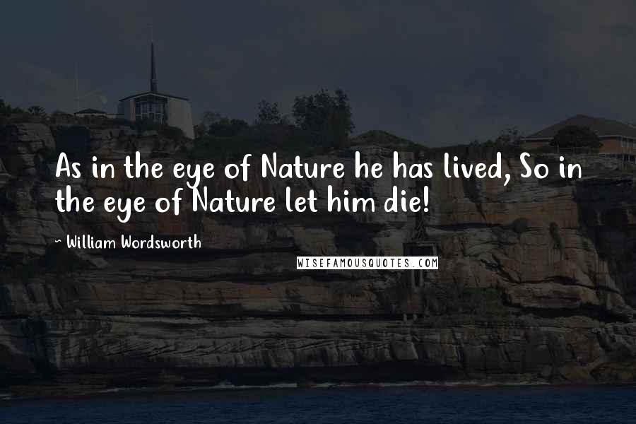 William Wordsworth Quotes: As in the eye of Nature he has lived, So in the eye of Nature let him die!