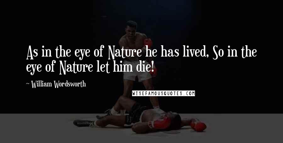 William Wordsworth Quotes: As in the eye of Nature he has lived, So in the eye of Nature let him die!
