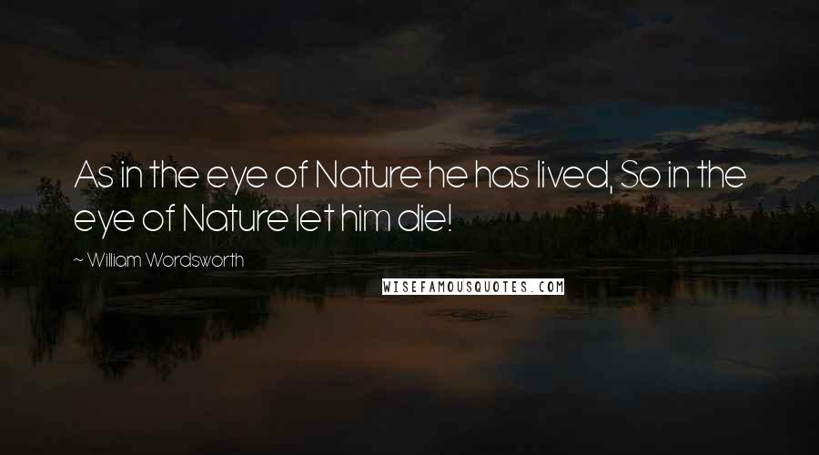 William Wordsworth Quotes: As in the eye of Nature he has lived, So in the eye of Nature let him die!