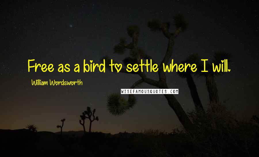 William Wordsworth Quotes: Free as a bird to settle where I will.