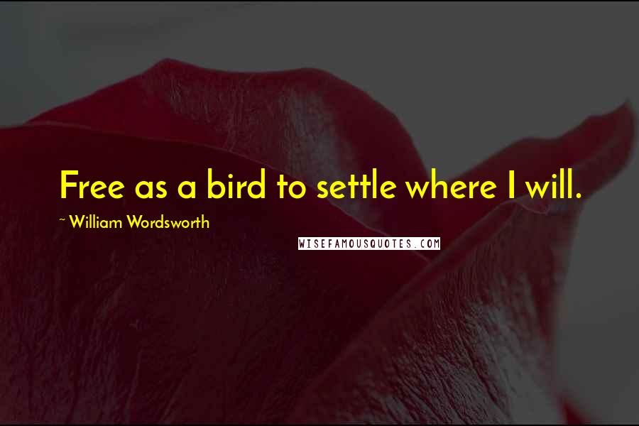 William Wordsworth Quotes: Free as a bird to settle where I will.