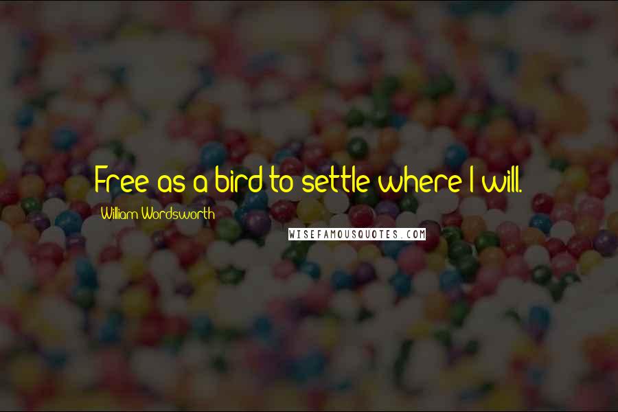 William Wordsworth Quotes: Free as a bird to settle where I will.