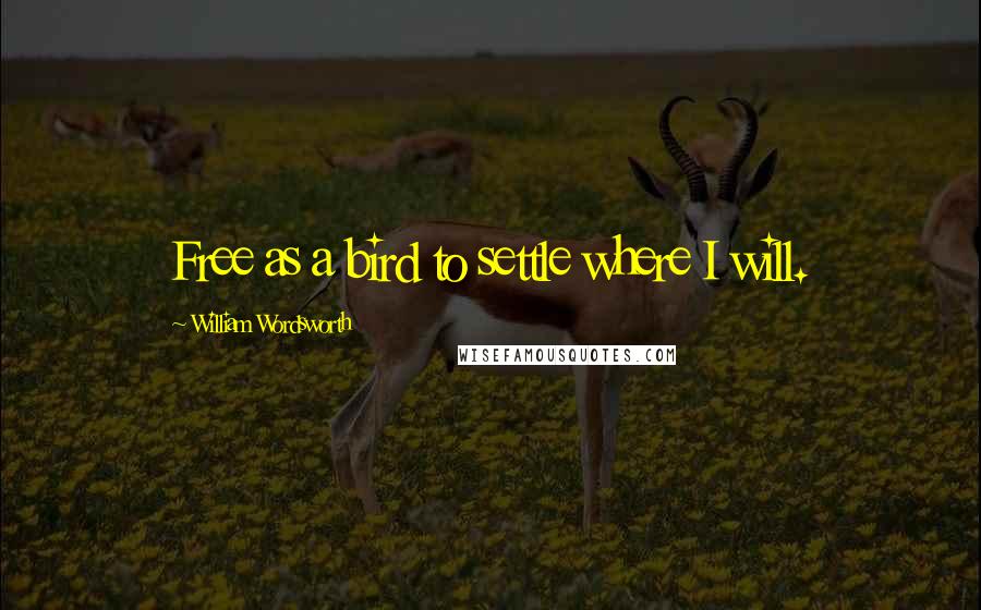 William Wordsworth Quotes: Free as a bird to settle where I will.