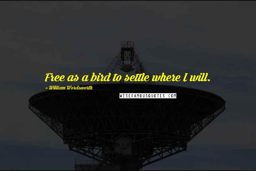 William Wordsworth Quotes: Free as a bird to settle where I will.