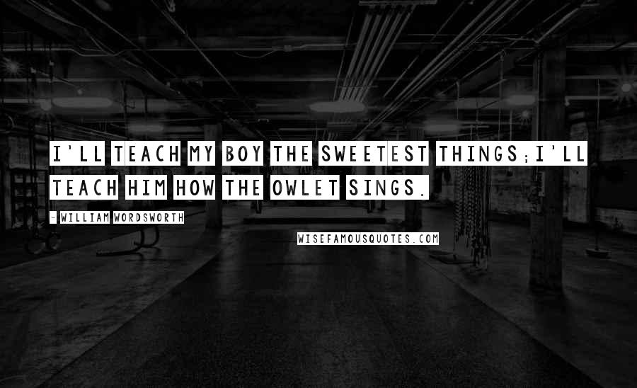 William Wordsworth Quotes: I'll teach my boy the sweetest things;I'll teach him how the owlet sings.