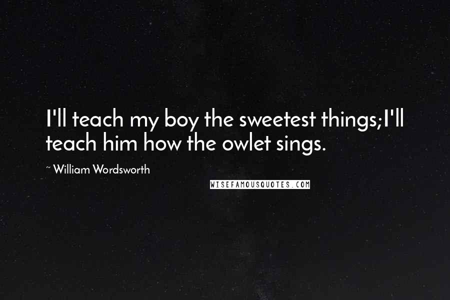 William Wordsworth Quotes: I'll teach my boy the sweetest things;I'll teach him how the owlet sings.
