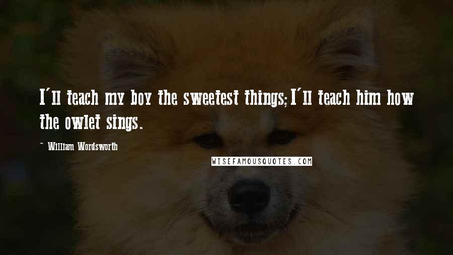 William Wordsworth Quotes: I'll teach my boy the sweetest things;I'll teach him how the owlet sings.