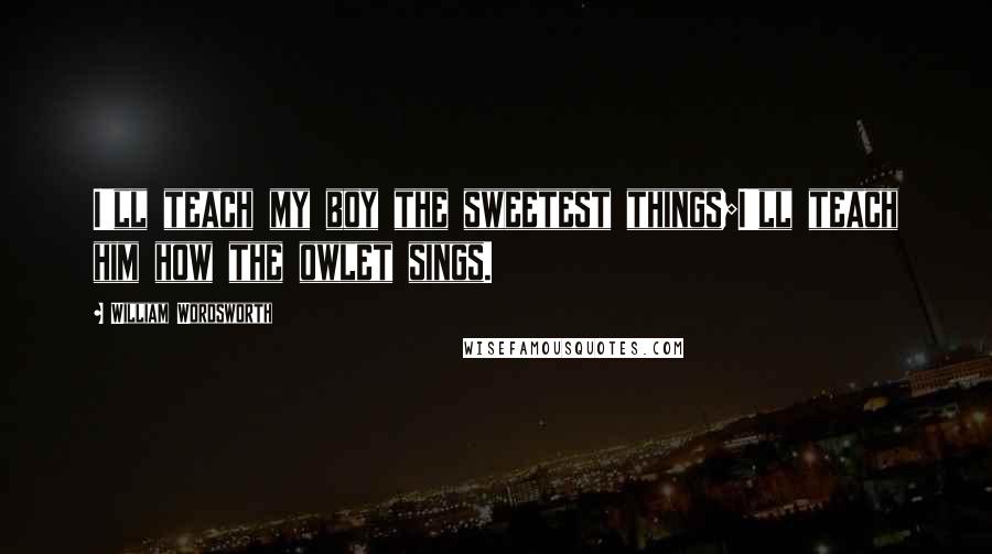 William Wordsworth Quotes: I'll teach my boy the sweetest things;I'll teach him how the owlet sings.