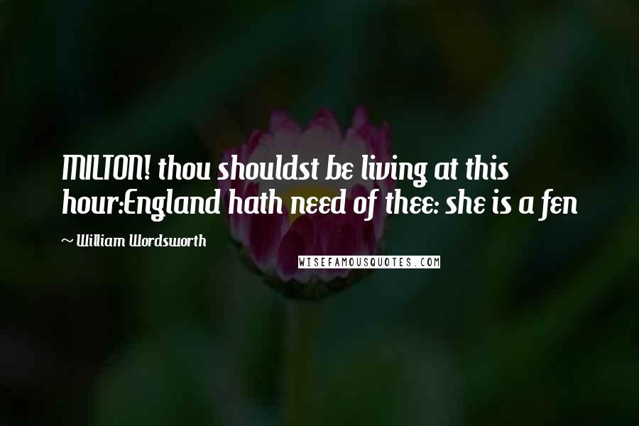 William Wordsworth Quotes: MILTON! thou shouldst be living at this hour:England hath need of thee: she is a fen