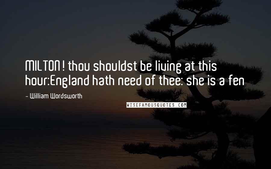 William Wordsworth Quotes: MILTON! thou shouldst be living at this hour:England hath need of thee: she is a fen