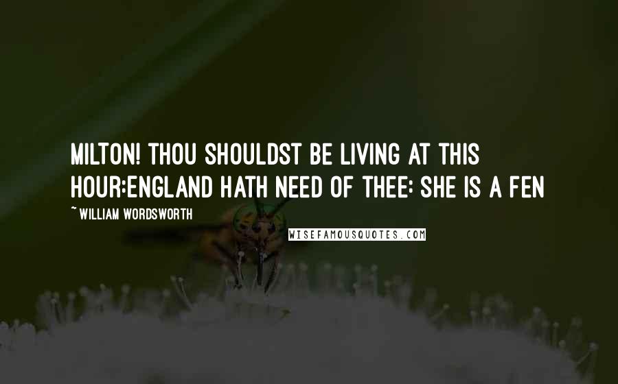 William Wordsworth Quotes: MILTON! thou shouldst be living at this hour:England hath need of thee: she is a fen