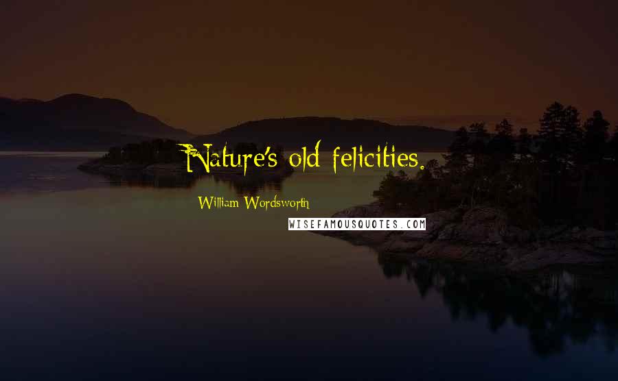 William Wordsworth Quotes: Nature's old felicities.