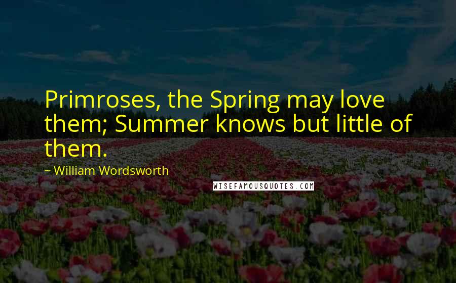 William Wordsworth Quotes: Primroses, the Spring may love them; Summer knows but little of them.