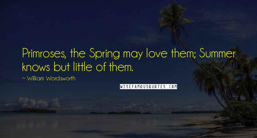William Wordsworth Quotes: Primroses, the Spring may love them; Summer knows but little of them.