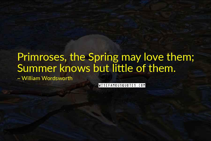 William Wordsworth Quotes: Primroses, the Spring may love them; Summer knows but little of them.