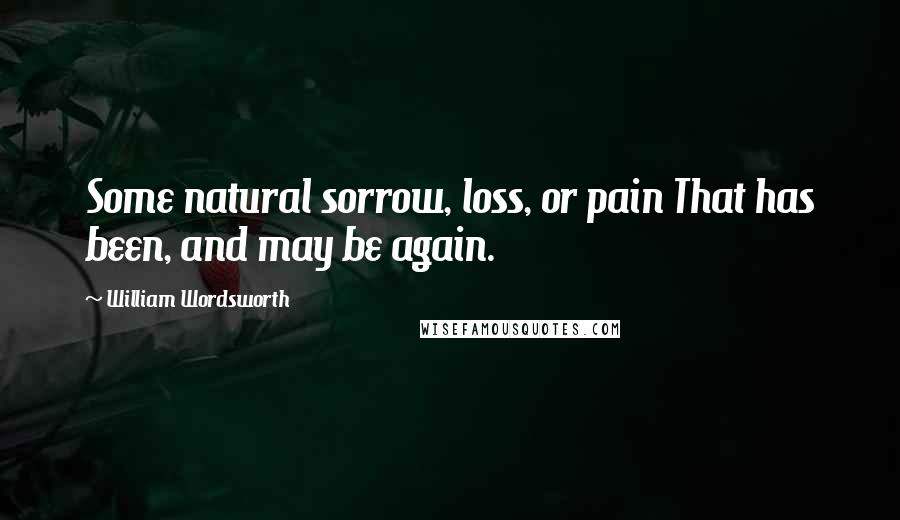 William Wordsworth Quotes: Some natural sorrow, loss, or pain That has been, and may be again.