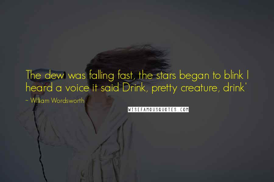 William Wordsworth Quotes: The dew was falling fast, the stars began to blink I heard a voice it said Drink, pretty creature, drink'