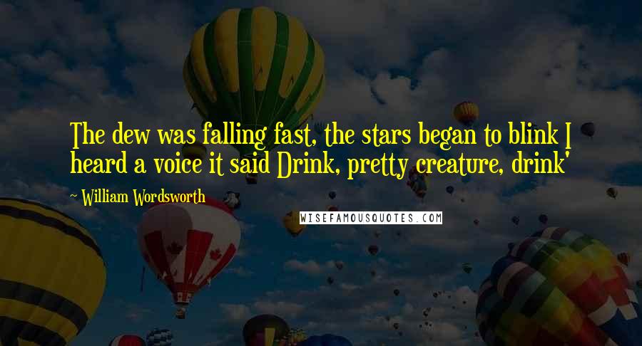 William Wordsworth Quotes: The dew was falling fast, the stars began to blink I heard a voice it said Drink, pretty creature, drink'