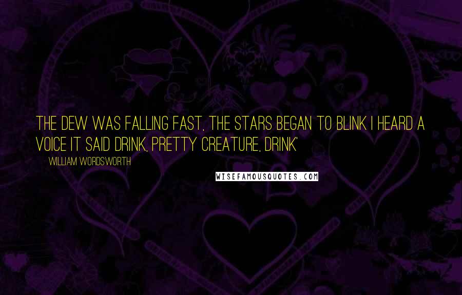 William Wordsworth Quotes: The dew was falling fast, the stars began to blink I heard a voice it said Drink, pretty creature, drink'