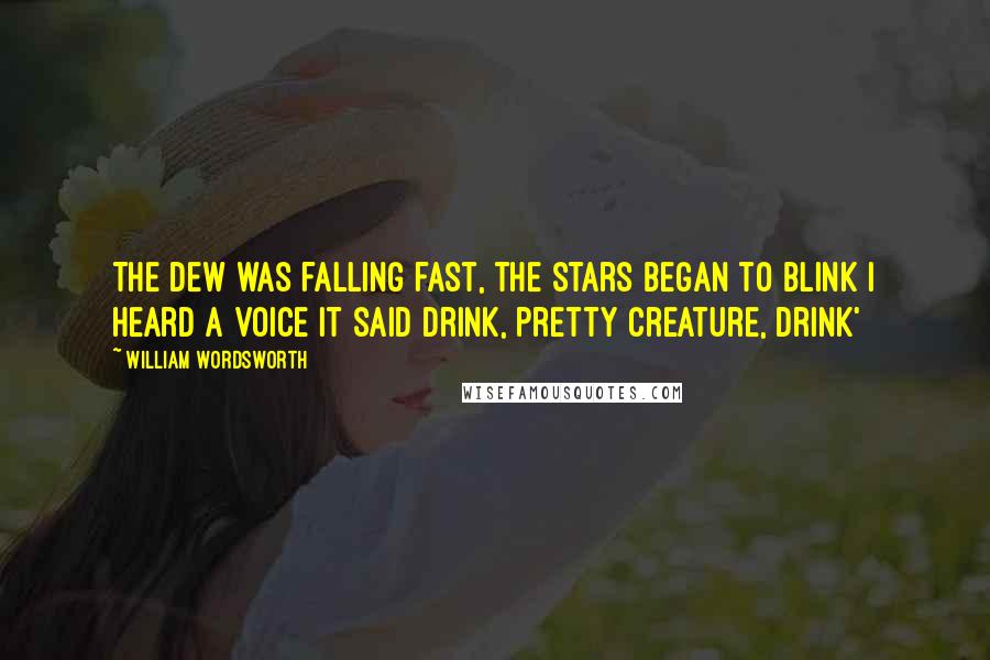 William Wordsworth Quotes: The dew was falling fast, the stars began to blink I heard a voice it said Drink, pretty creature, drink'