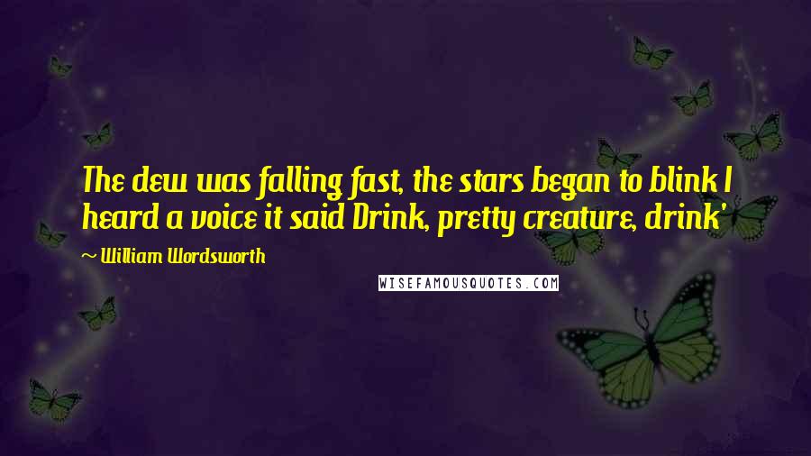 William Wordsworth Quotes: The dew was falling fast, the stars began to blink I heard a voice it said Drink, pretty creature, drink'