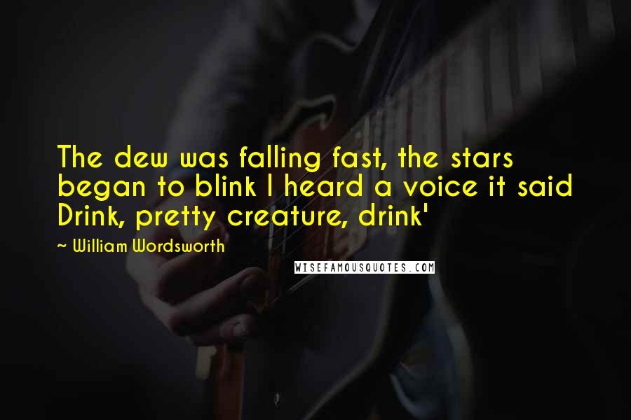 William Wordsworth Quotes: The dew was falling fast, the stars began to blink I heard a voice it said Drink, pretty creature, drink'