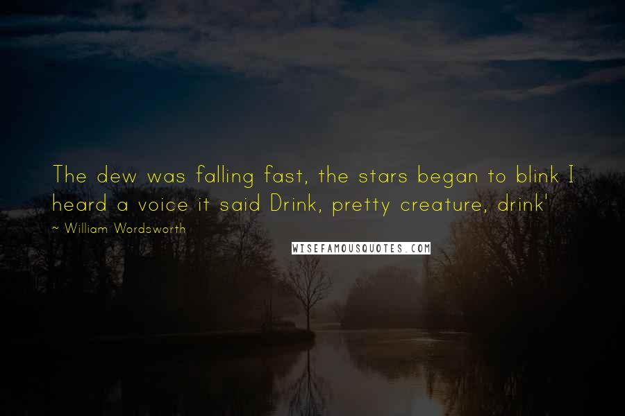 William Wordsworth Quotes: The dew was falling fast, the stars began to blink I heard a voice it said Drink, pretty creature, drink'