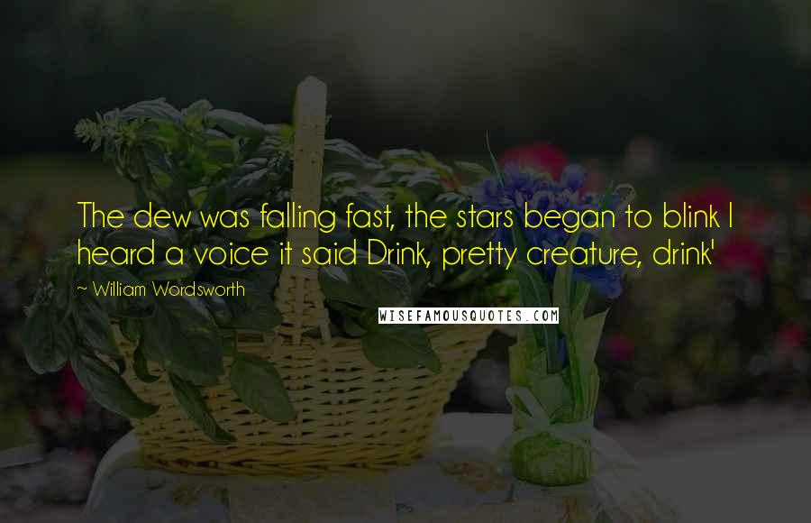 William Wordsworth Quotes: The dew was falling fast, the stars began to blink I heard a voice it said Drink, pretty creature, drink'