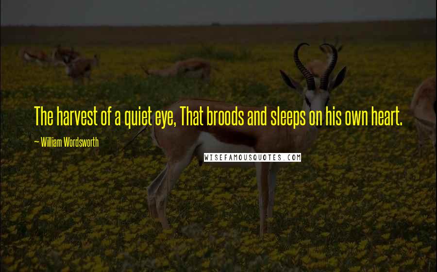 William Wordsworth Quotes: The harvest of a quiet eye, That broods and sleeps on his own heart.