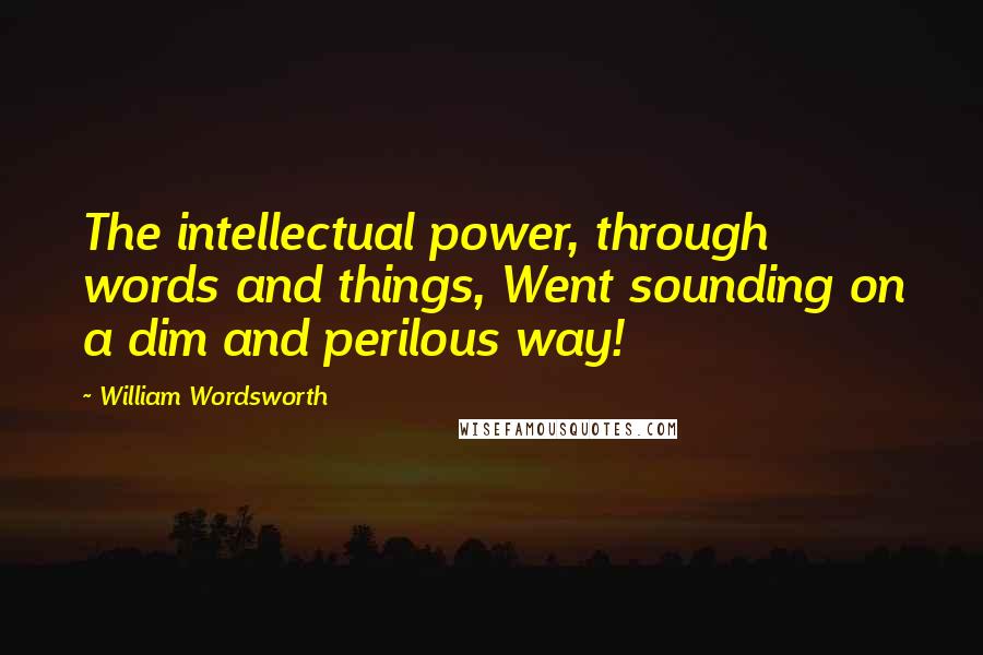 William Wordsworth Quotes: The intellectual power, through words and things, Went sounding on a dim and perilous way!