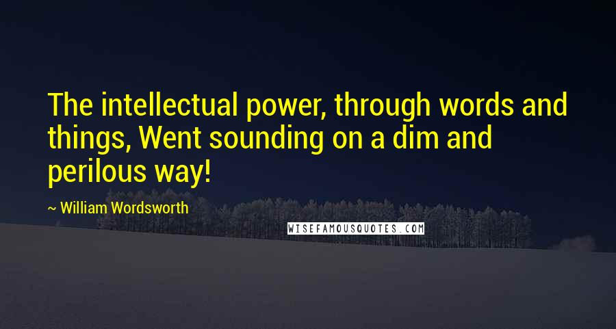 William Wordsworth Quotes: The intellectual power, through words and things, Went sounding on a dim and perilous way!