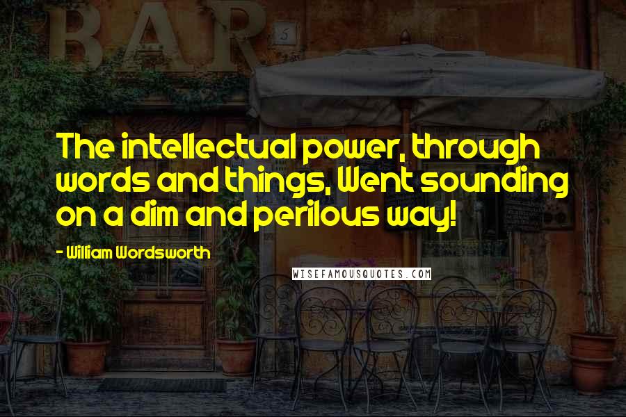 William Wordsworth Quotes: The intellectual power, through words and things, Went sounding on a dim and perilous way!