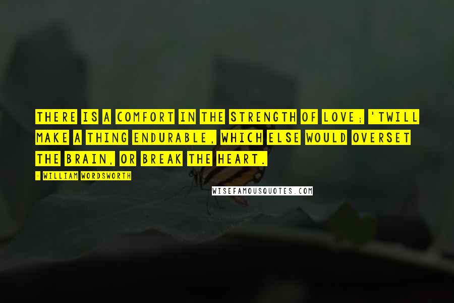 William Wordsworth Quotes: There is a comfort in the strength of love; 'Twill make a thing endurable, which else would overset the brain, or break the heart.
