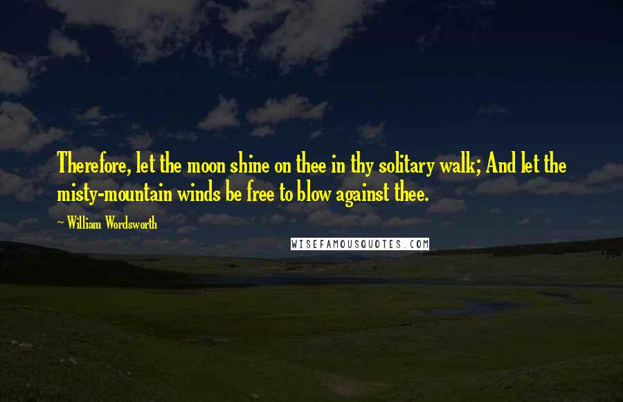 William Wordsworth Quotes: Therefore, let the moon shine on thee in thy solitary walk; And let the misty-mountain winds be free to blow against thee.