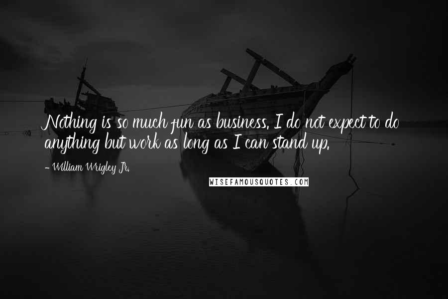 William Wrigley Jr. Quotes: Nothing is so much fun as business. I do not expect to do anything but work as long as I can stand up.