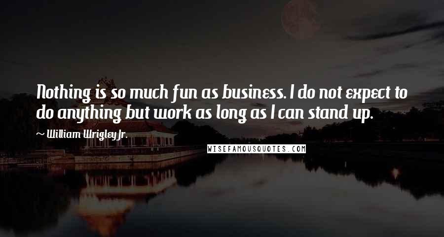 William Wrigley Jr. Quotes: Nothing is so much fun as business. I do not expect to do anything but work as long as I can stand up.